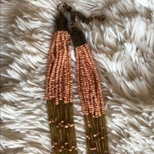 Gold and Coral Beaded Necklace